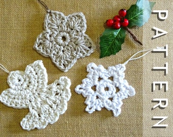 3 x PDF Crochet Christmas Tree Ornaments Pattern | DIY Crocheted Boho Christmas Decorations Tutorial | Holiday Gifts Crochet Projects 0170