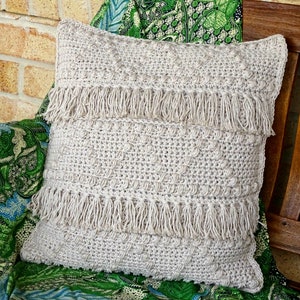 Crochet Cushion Cover Pattern DIY Boho Crocheted Tassel Throw Pillow PDF Patterns Tutorial Download Bohemian Homewares Home Decor 0148 image 2