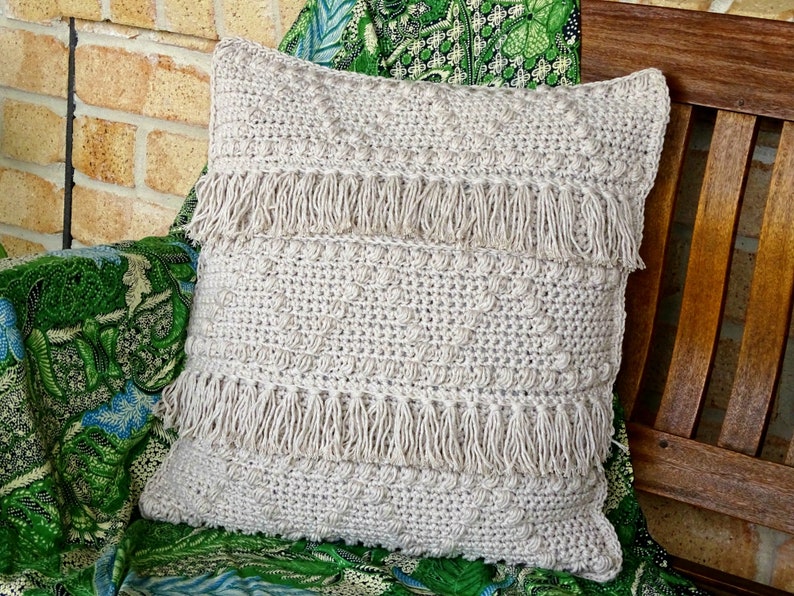 Crochet Cushion Cover Pattern DIY Boho Crocheted Tassel Throw Pillow PDF Patterns Tutorial Download Bohemian Homewares Home Decor 0148 image 2