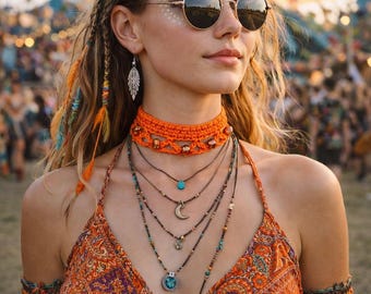 Crochet Beaded Choker Pattern PDF – Boho DIY Necklace Tutorial