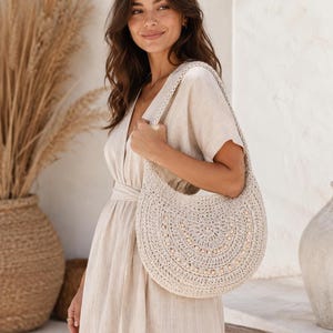 Wood Bead Crochet Shoulder Bag Pattern | Beginner Tote PDF
