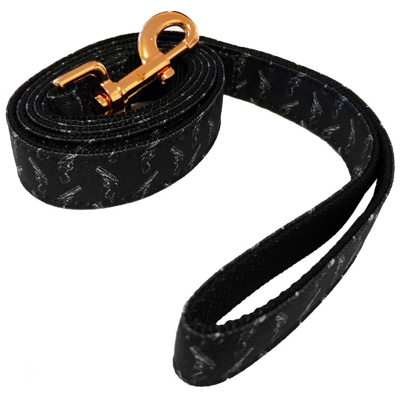 Black Gun Printed Dog Bow Collar & Leash Set With Rose Gold - Etsy ...