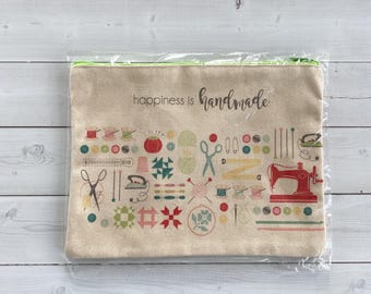 Happiness is Handmade Large Canvas Zipper Pouch by Lori Holt of Bee in my Bonnet for Riley Blake