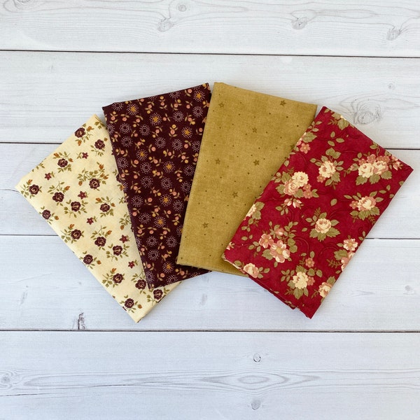 Cinnamon Stars Fat Eighth (F8) Bundle by Fig Tree & Co for Moda, 4 Fat Eighths