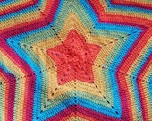 Crochet Striped Rainbow Star Blanket, Rainbow Star Baby Blanket, Rainbow Throw, Rainbow Afghan