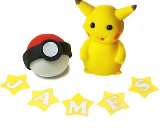 POKEMON cake toppers EDIBLE / personalised name / kids birthday / fondant cake decoration