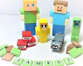 minecraft cake toppers personalised edible decoration birthday UNOFFICIAL icing handmade sugarpaste fondant