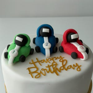 Personalized Fondant Racing Car Cake Toppers – Kids Birthday Party Decorations