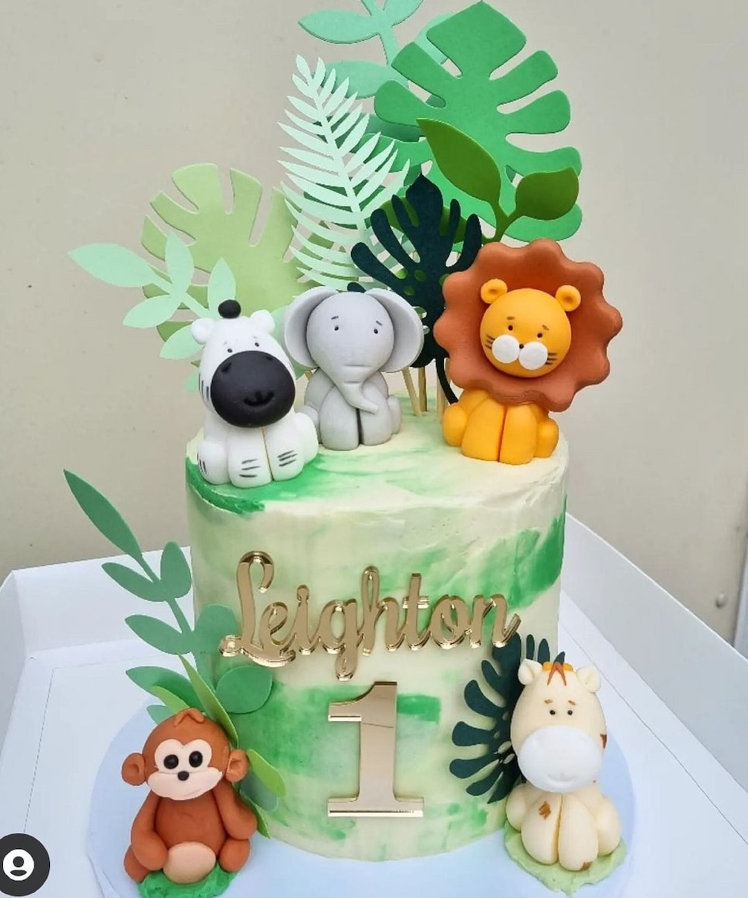EDIBLE Jungle Animals Cake Topper / Set of 5 / Any Personalised Name