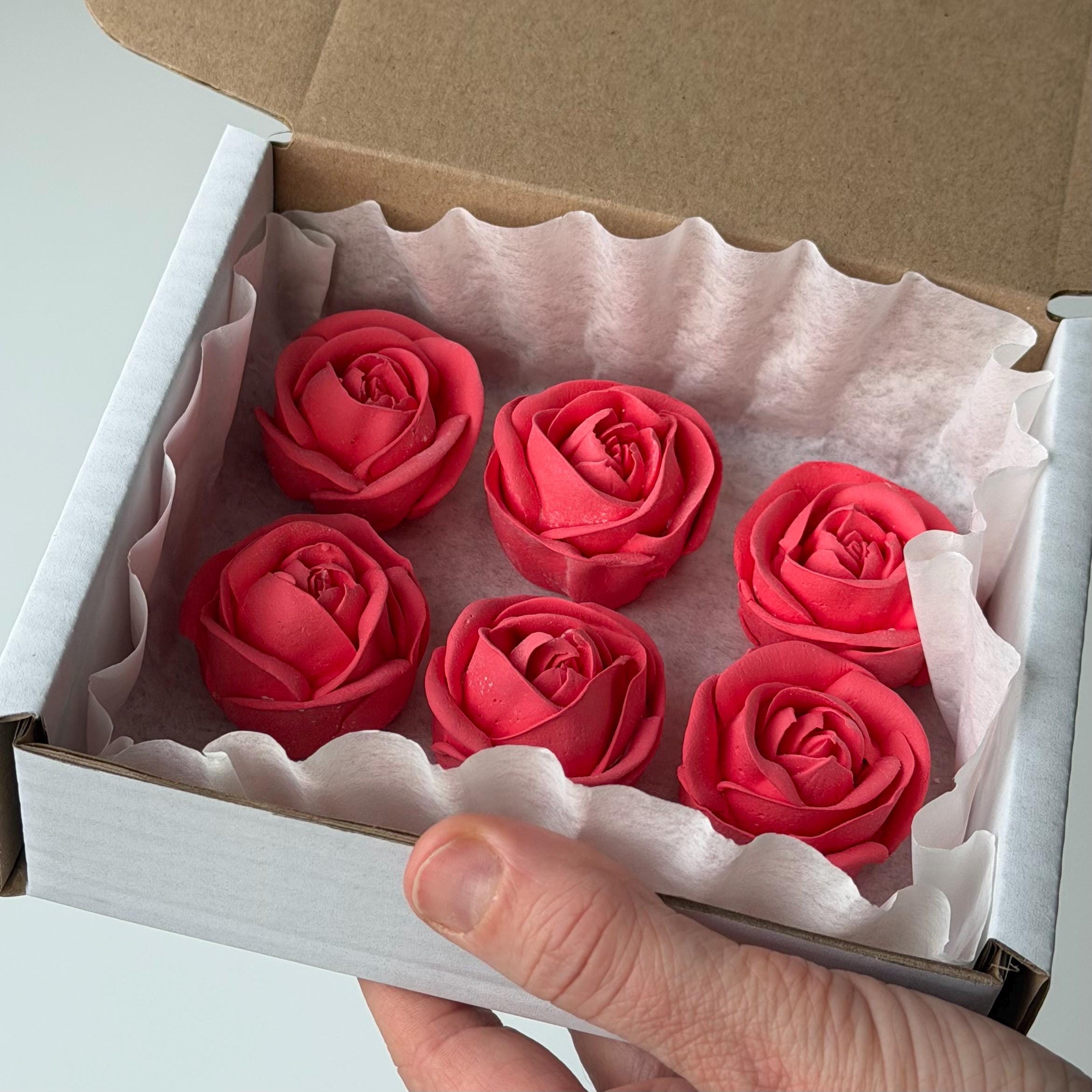 Stone Roses Cake Topper 6 Edible Roses Cake Toppers Marshmallow Flowers Birthday Wedding Cake ...