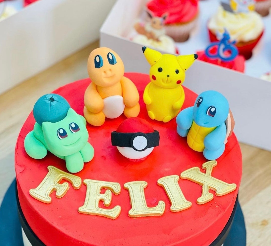 POKEMON Cake Toppers EDIBLE / Personalised Name / Fondant Cake