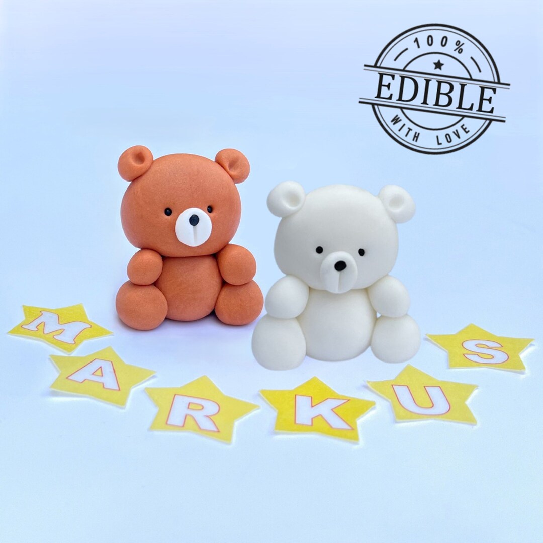 Teddy Bear EDIBLE Cake Toppers / Fondant Decorations / Christening Baby ...