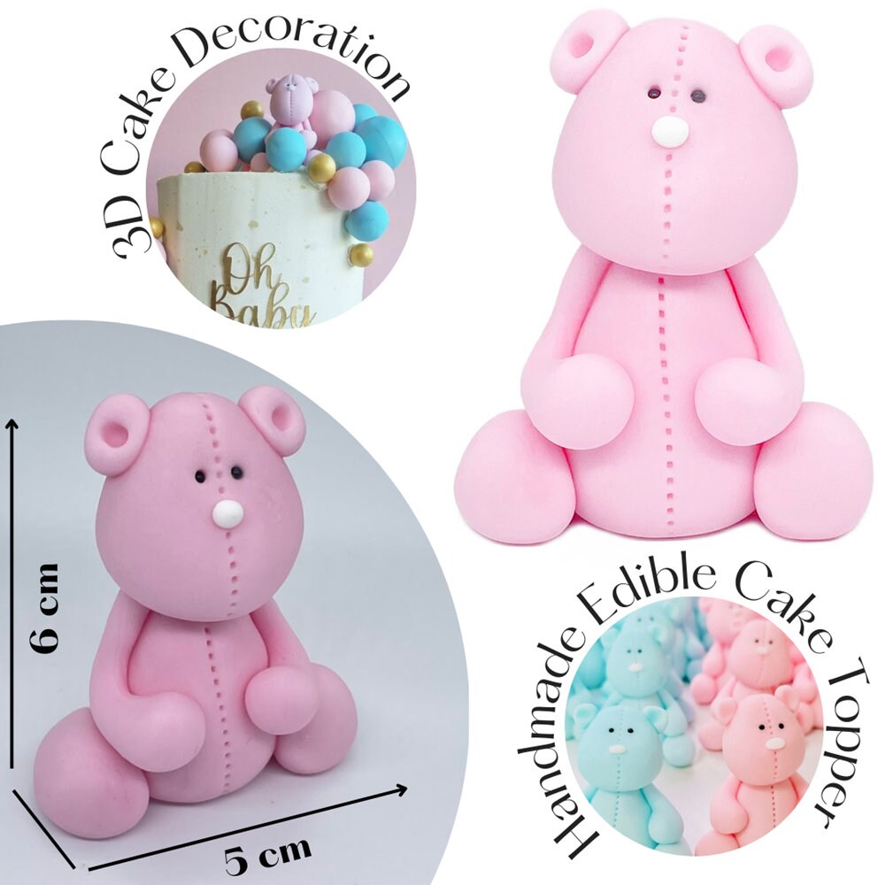Pink Bear EDIBLE Cake Topper / Personalised Name / Birthday Baby Shower ...