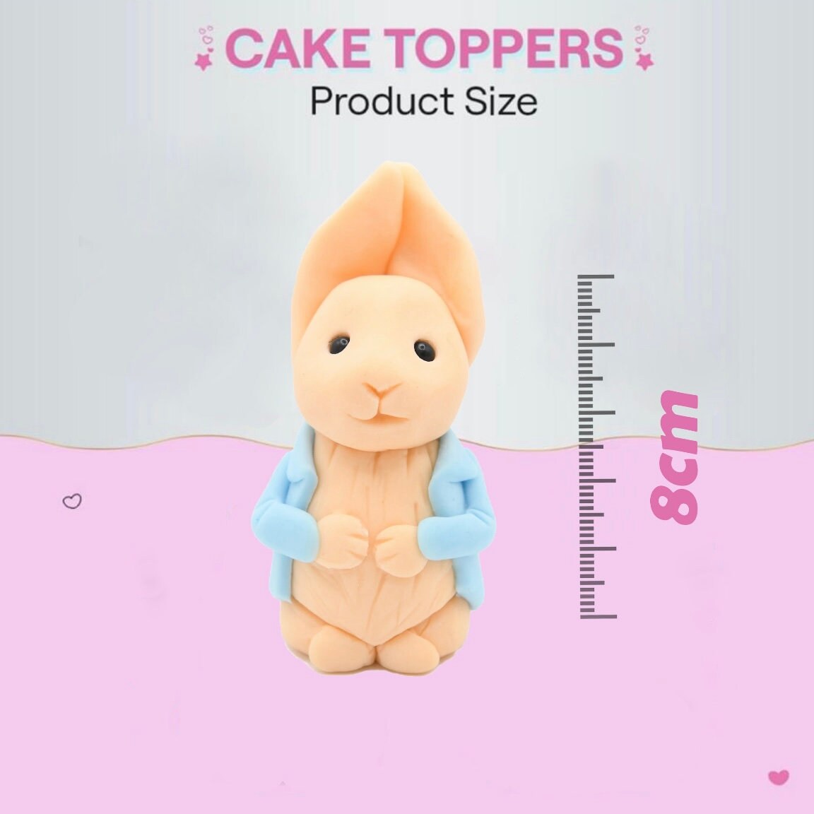 Rabbit Topper Personalized Bunny Cake Topper Set, Edible Fondant Rabbit Decoration ...