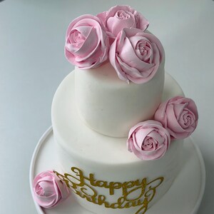 6 edible Roses Cake Toppers Marshmallow Flowers Birthday Wedding Cake Mother Day Gift