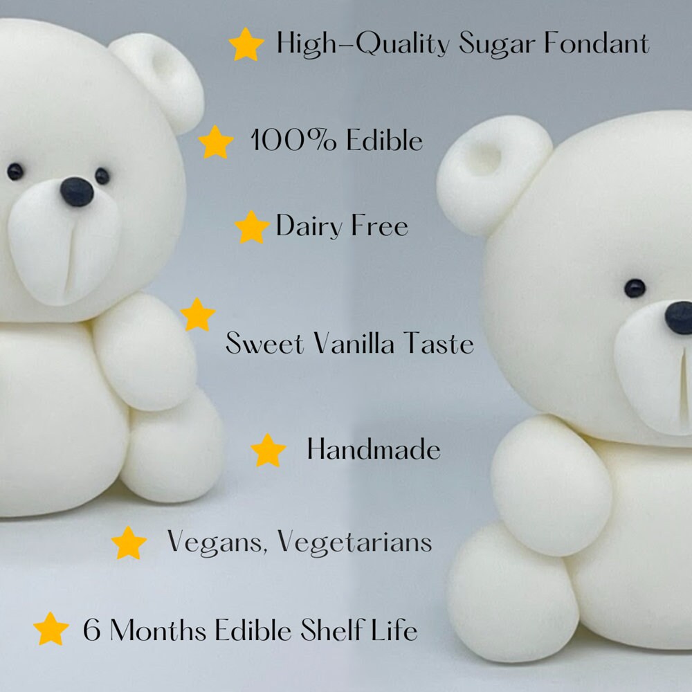 EDIBLE Teddy Bear Cake Topper / Fondant Decoration - Etsy UK