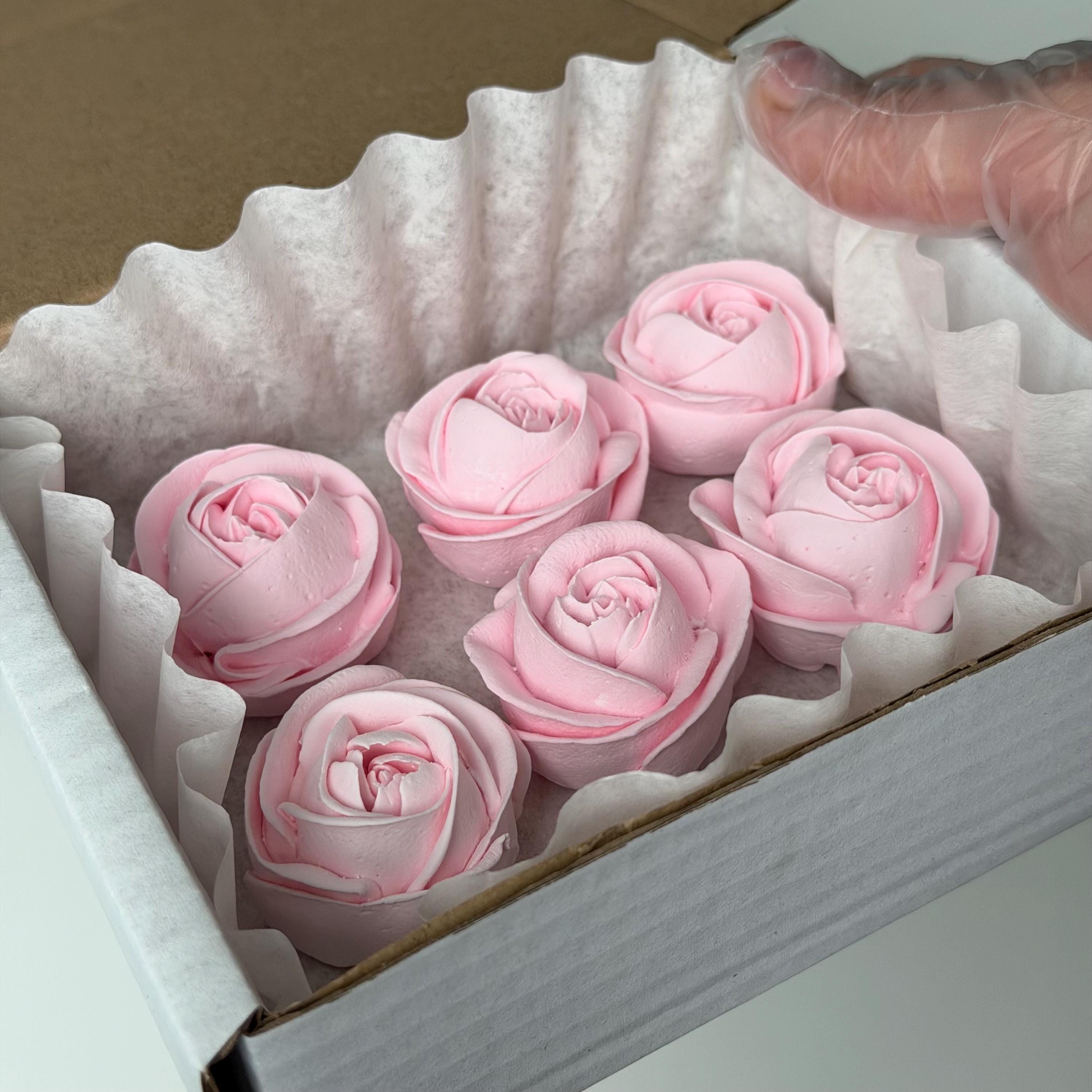 Stone Roses Cake Topper 6 Edible Roses Cake Toppers Marshmallow Flowers Birthday Wedding Cake ...