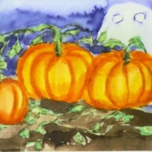 Fantôme solitaire dans un carré de citrouilles