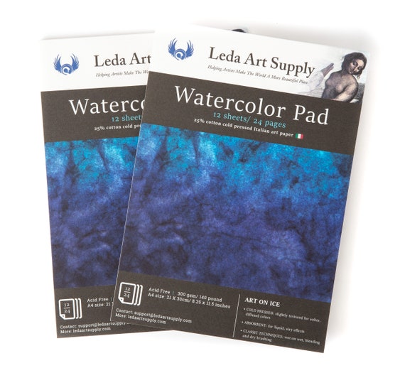 Cold Pressed Watercolor Paper Pad 2 Pack 48 Pages Total 300 Gram 140 Pound  25% Cotton 