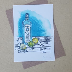 A6-wenskaart Gin Lemons and Lime - Bombay Sapphire - Blues
