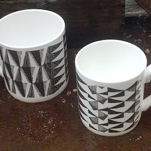 Large/Small  bone china mug &#39;Brutalist&#39;