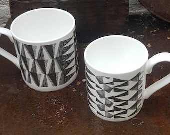 Large/Small  bone china mug &#39;Brutalist&#39;
