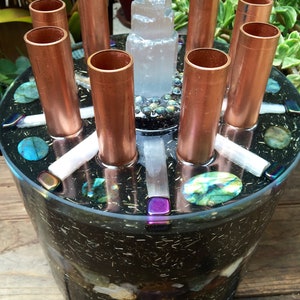 Gigantische Orgone 5G Fighter Plus Cloud Buster – Chembuster met 9 polen, kristal- en edelsteensculptuur