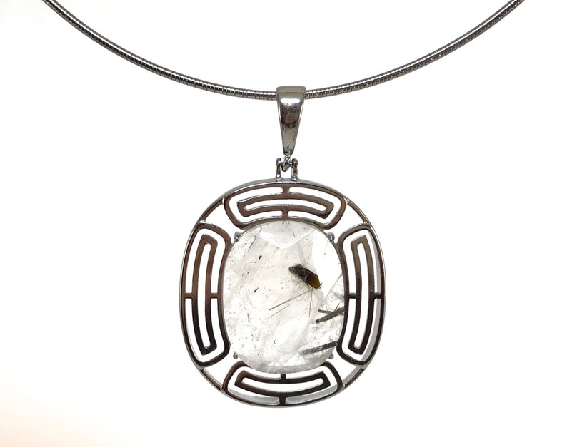 Black Rutilated Quartz in Black Rhodium filled jewelry set Etsy