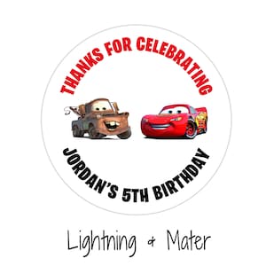 Cars Party Favor Stickers, set of 12, Personalized Thank You, 3 styles