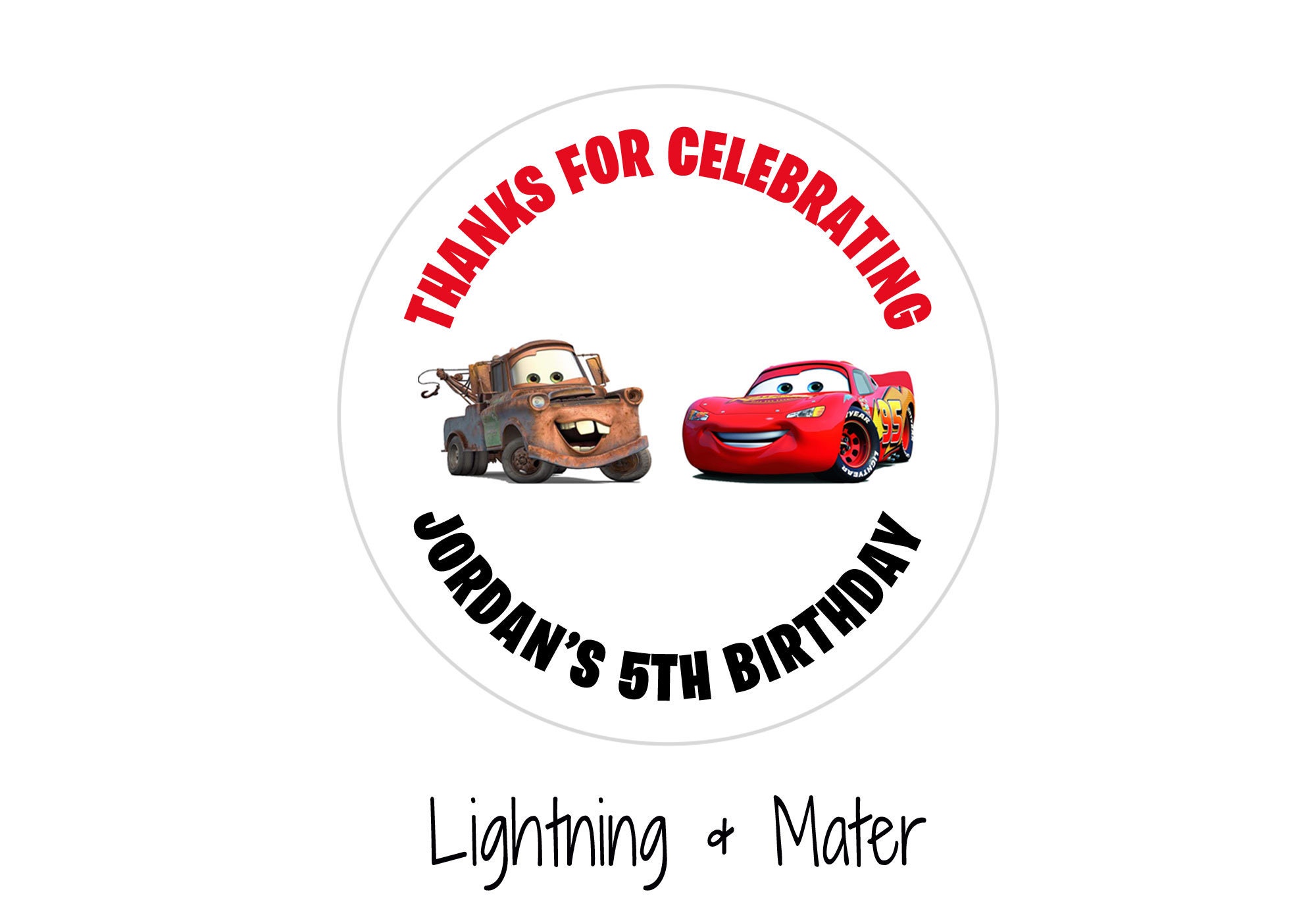 Cars Party Sticker Cars Party Favor Stickers, Set of 12, Personalized Thank You, 3 Styles ...