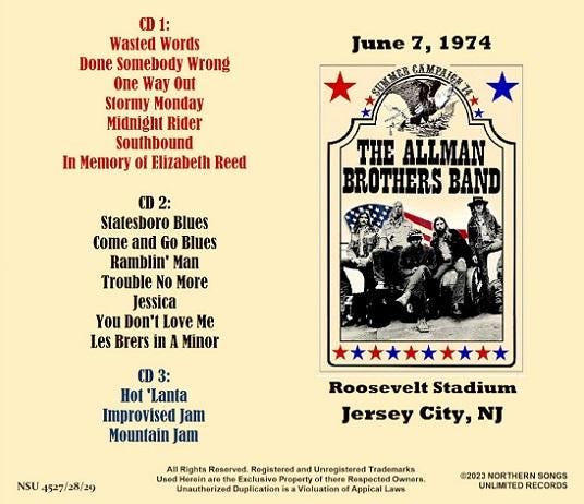 The Allman Brothers Band Roosevelt Stadium New Jersey June 7, 1974