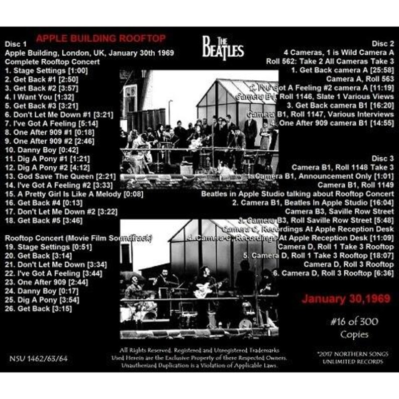 Beatles Rooftop Cd The Beatles Apple Rooftop Concert LTD 3CD Out of Print!! - Etsy