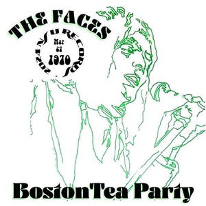 May include: A green and black concert poster for The Faces at the Boston Tea Party. The poster features a green line drawing of a singer with a microphone, and the band's name in green. The date of the concert is March 27, 1970.