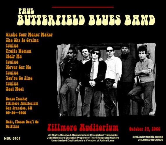 Paul Butterfield Blues Band Fillmore Auditorium 1966 October 14