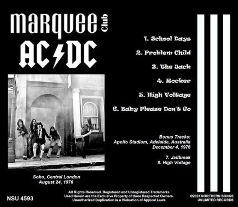 Ac/dc Live at the Marquee Club in London 1976 August 24th. Ltd Cd - Etsy