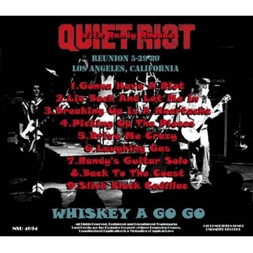 Quiet Riot W/ Randy Rhodes Whisky a Go Go 1980 May 29th Ltd Cd - Etsy