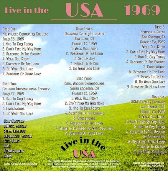 Blind Faith Live in the USA 1969 LTD 6CD - Etsy