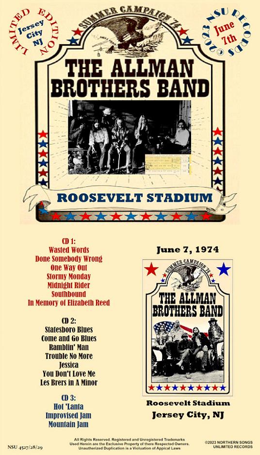 The Allman Brothers Band Roosevelt Stadium New Jersey June 7, 1974