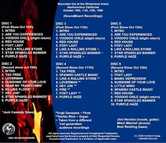 洋楽 Jimi Hendrix Experience WINTERLAND 6CD The Jimi Hendrix Experience – Winterland – Box Set