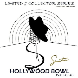 May include: Black and white illustration of a microphone with a rainbow behind it. The microphone has a coiled wire and a black hat on top. The text "LIMITED # COLLECTOR SERIES" is at the top of the image. The text "HOLLYWOOD BOWL 1943 45 48" is at the bottom of the image.