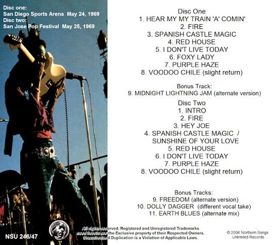 Jimi Hendrix San Diego / San Jose Pop Festivals 1969 Rare