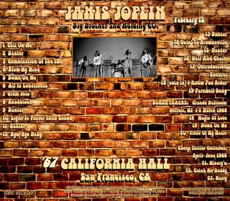Janis Joplin California Hall in San Francisco 1967 February 12, LTD 2CD ...