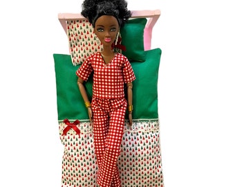 Christmas edition luxury bedding for Barbie and Sindy Sized dolls