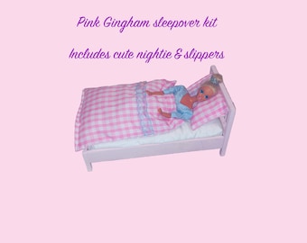 Gingham-pynteset (rosa eller blå)