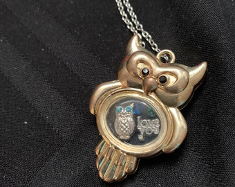 Owl Always Love you floating owl locket with owl as locket #VJJ 11