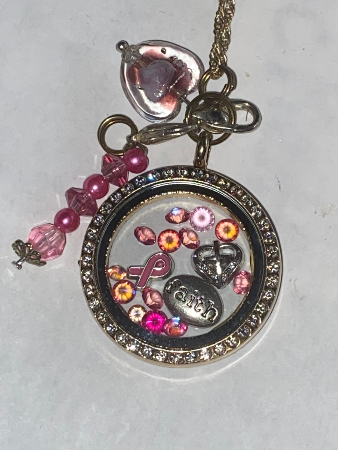 Breast Cancer Awareness faith Memory Floating Locket - Etsy
