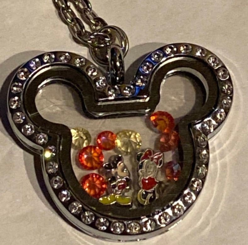 Disney Necklace - Minnie Mouse Icons Floating Charms -Neck-L