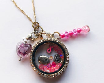 Loc-Breast cacner pink-#01- awarness, cancer awaness, breast cancer, floating locket, living locket, memory locket, cacner awanress -#VJJ29