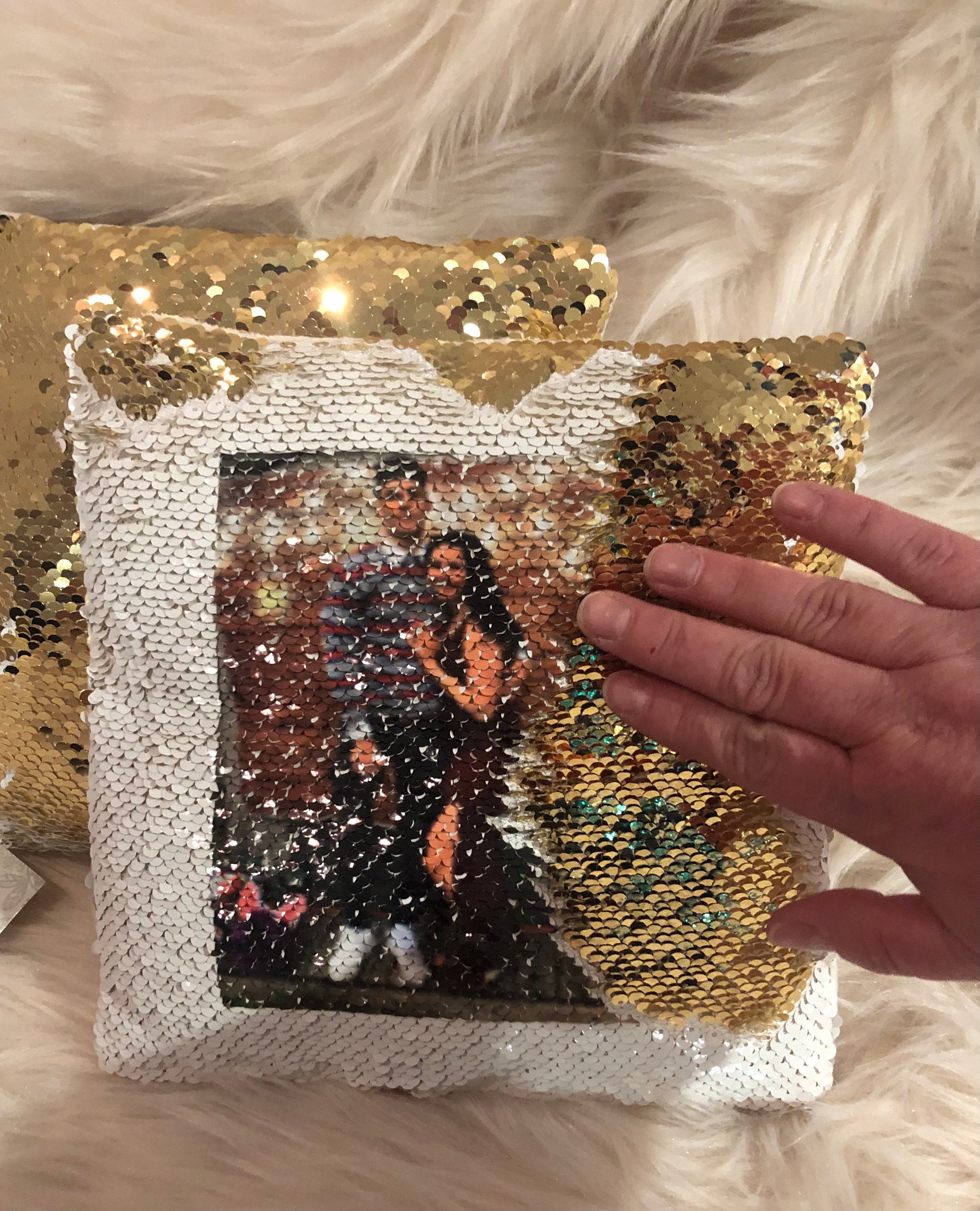 Custom Sequin Pillows. Personalized Gift. Your Photo Onto Sequin Pillow