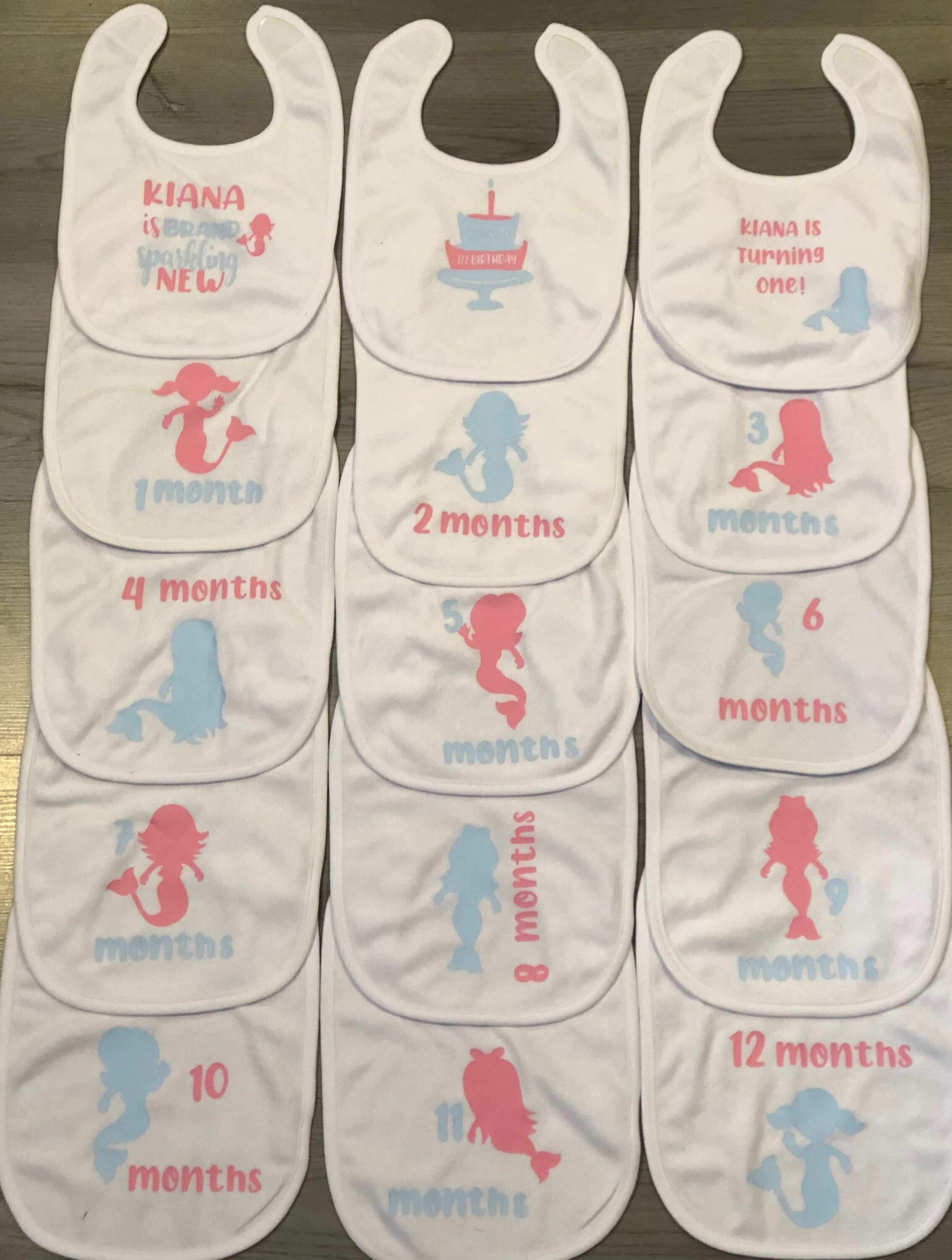 Personalized Baby Bibs Monthly Milestones Set Etsy